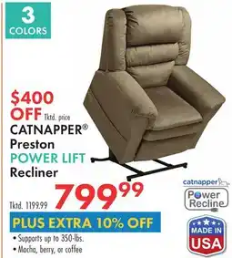 Boscov's CATNAPPER Preston POWER LIFT Recliner offer