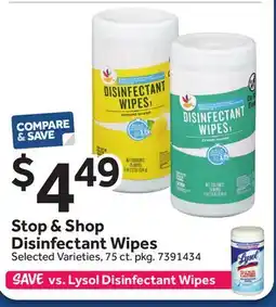 Stop&Shop Stop & Shop Disinfectant Wipes offer