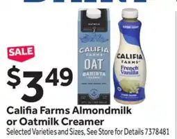 Stop&Shop Califia Farms Almondmilk or Oatmilk Creamer offer