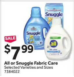 Stop&Shop All or Snuggle Fabric Care offer