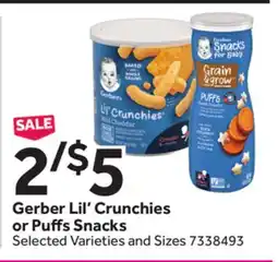 Stop&Shop Gerber Lil' Crunchies or Puff s Snacks offer