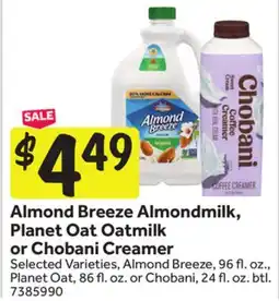 Stop&Shop Almond Breeze Almondmilk, Planet Oat Oatmilk or Chobani Creamer offer