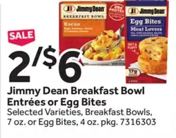 Stop&Shop Jimmy Dean Breakfast Bowl Entrées or Egg Bites offer