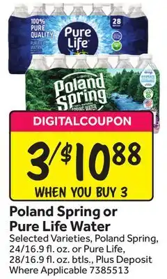 Stop&Shop Poland Spring or Pure Life Water offer