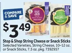 Stop&Shop Stop & Shop String Cheese or Snack Sticks offer