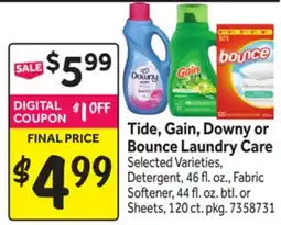 Stop&Shop Tide, Gain, Downy or Bounce Laundry Care offer