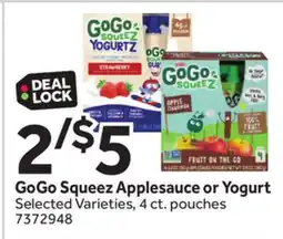 Stop&Shop GoGo Squeez Applesauce or Yogurt offer