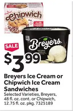 Stop&Shop Breyers Ice Cream or Chipwich Ice Cream Sandwiches offer