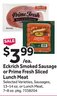 Stop&Shop Eckrich Smoked Sausage or Prime Fresh Sliced Lunch Meat offer