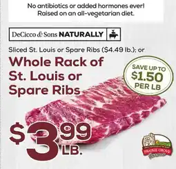 DeCicco & Sons Sliced St. Louis or Whole Rack of St. Louis or Spare Ribs offer