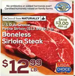 DeCicco & Sons Boneless Sirloin Steak offer