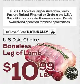 DeCicco & Sons DeCicco & Sons Naturally U.S.D.A. Choice Boneless leg of lamb offer