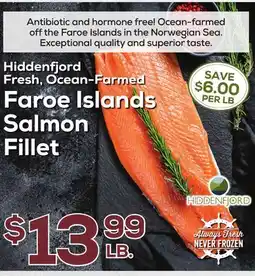 DeCicco & Sons Hiddenfjord Fresh, Ocean-Farmed Faroe Islands Salmon Fillet offer