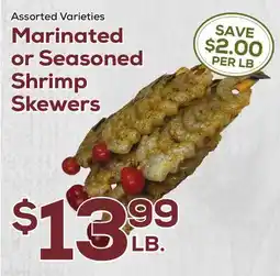 DeCicco & Sons Marinated or Seasoned Shrimp Skewers offer
