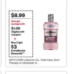 CVS Listerine 1.5L, Total Care, Gum Therapy or Ultraclean 1L offer