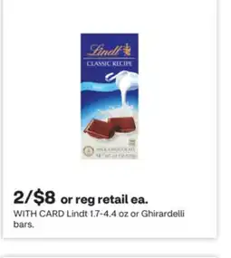 CVS Lindt 1.7-4.4 oz or Ghirardelli bars offer
