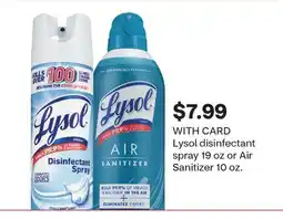 CVS Lysol disinfectant spray 19 oz or Air Sanitizer 10 oz offer