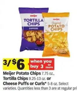 Meijer Meijer Potato Chips, Tortilla Chips, Cheese Puffs or Curls offer