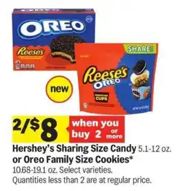 Meijer Hershey's Sharing Size Candy or Oreo Family Size Cookies offer