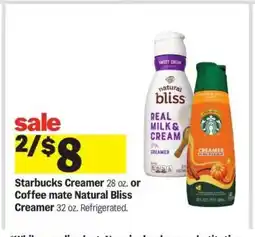 Meijer Starbucks Creamer or Coffee mate Natural Bliss Creamer offer