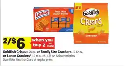 Meijer Goldfish Crisps or Family Size Crackers or Lance Crackers offer