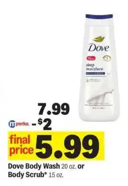 Meijer Dove Body Wash or Body Scrub offer
