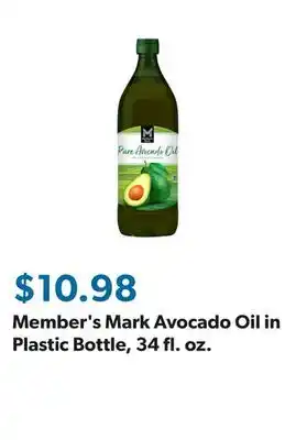 Sam's Club Member's Mark Avocado Oil in Plastic Bottle, 34 fl. oz offer