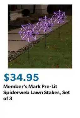 Sam's Club Member's Mark Pre-Lit Spiderweb Lawn Stakes, Set of 3 offer