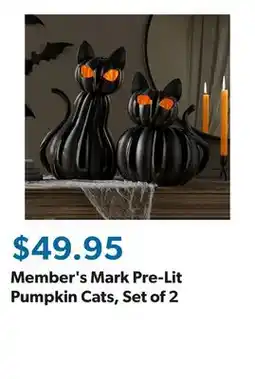Sam's Club Member's Mark Pre-Lit Pumpkin Cats, Set of 2 offer