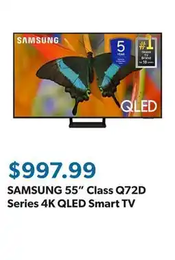 Sam's Club SAMSUNG 55 Class Q72D Series 4K QLED Smart TV offer