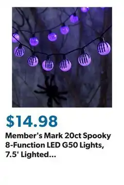 Sam's Club Member's Mark 20ct Spooky 8-Function LED G50 Lights, 7.5' Lighted Length offer