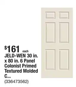 The Home Depot JELD-WEN 30 in. x 80 in. 6 Panel Colonist Primed Textured Molded Composite MDF Interior Door Slab offer