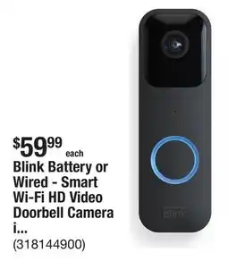 The Home Depot Blink Battery or Wired - Smart Wi-Fi HD Video Doorbell Camera in Black offer