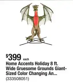 The Home Depot Home Accents Holiday 8 ft. Wide Gruesome Grounds Giant-Sized Color Changing Animated LED Wyvern H9 offer