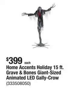 The Home Depot Home Accents Holiday 15 ft. Grave & Bones Giant-Sized Animated LED Gally-Crow offer