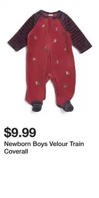 TJ Maxx Newborn Boys Velour Train Coverall offer