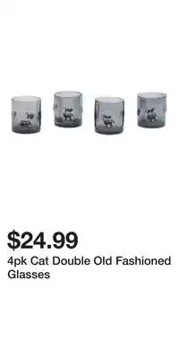 TJ Maxx 4pk Cat Double Old Fashioned Glasses offer