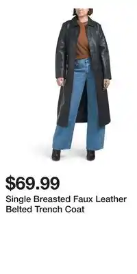 TJ Maxx Single Breasted Faux Leather Belted Trench Coat offer