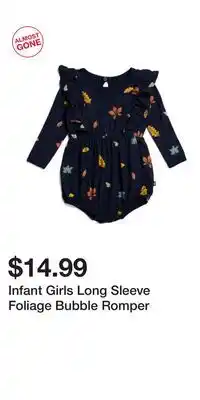 TJ Maxx Infant Girls Long Sleeve Foliage Bubble Romper offer