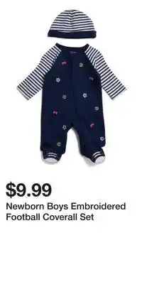 TJ Maxx Newborn Boys Embroidered Football Coverall Set offer