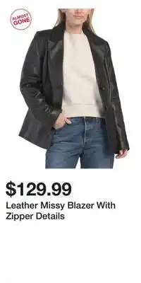 TJ Maxx Leather Missy Blazer With Zipper Details offer