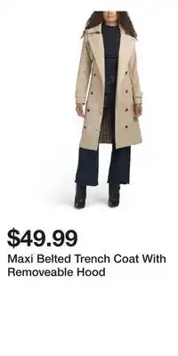 TJ Maxx Maxi Belted Trench Coat With Removeable Hood offer