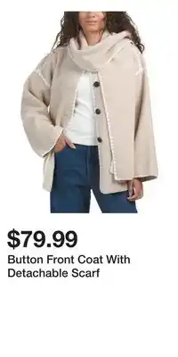 TJ Maxx Button Front Coat With Detachable Scarf offer