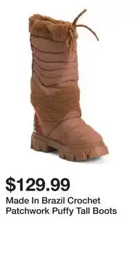 TJ Maxx Made In Brazil Crochet Patchwork Puffy Tall Boots offer