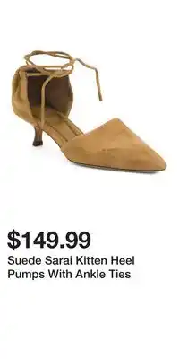 TJ Maxx Suede Sarai Kitten Heel Pumps With Ankle Ties offer