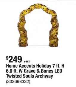 The Home Depot Home Accents Holiday 7 ft. H 6.6 ft. W Grave & Bones LED Twisted Souls Archway offer