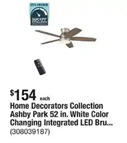 The Home Depot Home Decorators Collection Ashby Park 52 in. White Color Changing Integrated LED Bru... offer