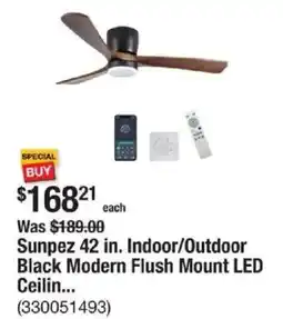 The Home Depot Sunpez 42 in. Indoor/Outdoor Black Modern Flush Mount LED Ceilin... offer