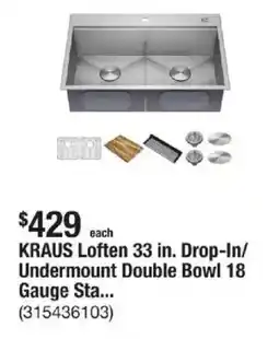 The Home Depot KRAUS Loften 33 in. Drop-In/ Undermount Double Bowl 18 Gauge Sta... offer