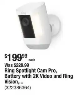 The Home Depot Ring Spotlight Cam Pro, Battery with 2K Video and Ring Vision,... offer